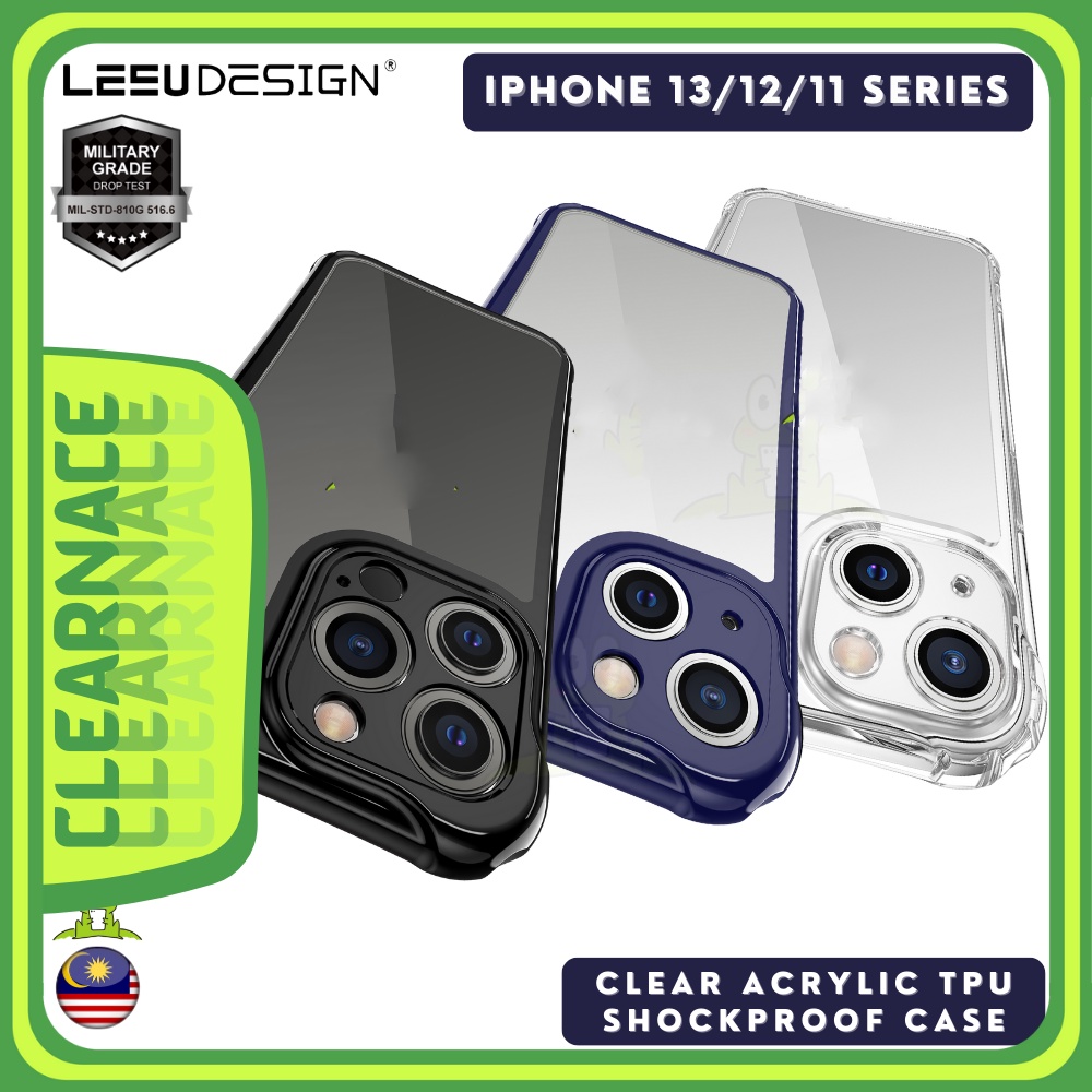 LEEU CLEAR ACRYLIC TPU Case for iPhone 13 12 Mini 11 Pro Max Non Yellowish Shockproof Bumper