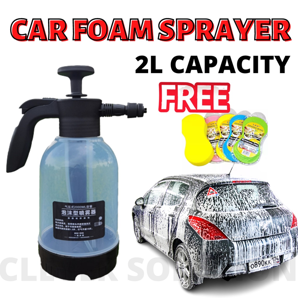 2L Foam Srayer Car Wash Spray Bottle High Pressure Spray Gun Manual Air Pressure Water Jet For