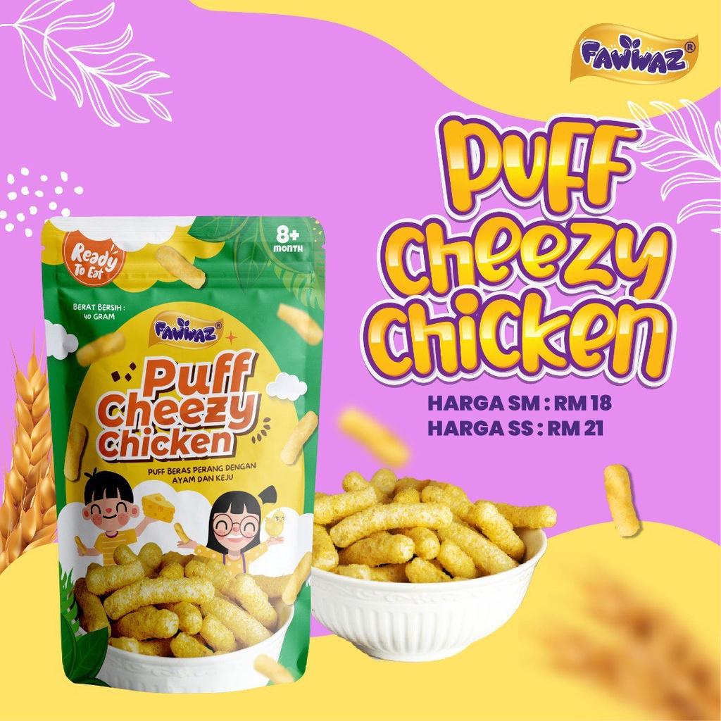 PUFF CHEEZY CHICKEN FAWWAZ & PUFF VANILLA tanpa garam,tanpa gula ...