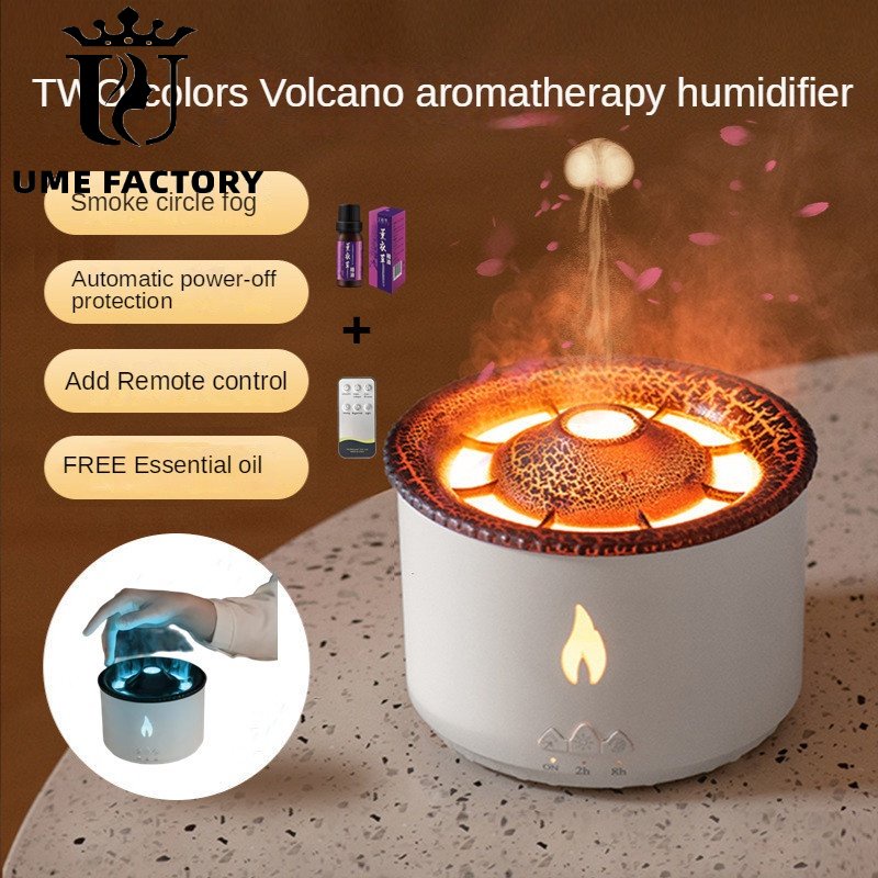 New 2 colors Remote Control Flame Volcano Humidifiers Fire Aroma