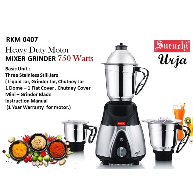 Suruchi Urja Mixer Grinder 750 Watts Shopee Malaysia
