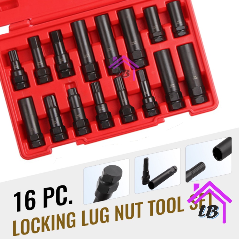 16pcs Wheel Lock Master Key Set Wheel Nut Opener Lock Nut Key Opener