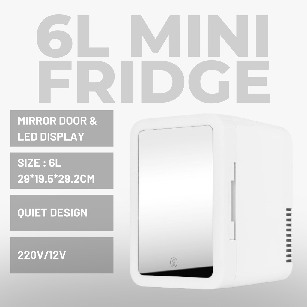 Mini Fridge 6L AC/DC Portable Beauty Fridge Thermoelectric Cooler and Warmer for Skincare