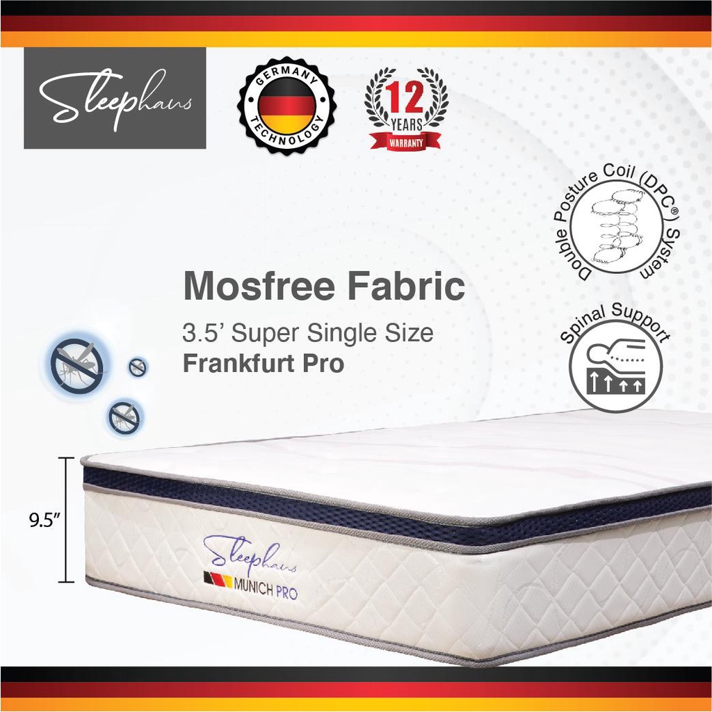 Sleephaus Super Single 9.5 Inch Munich Pro German Tech Mattress Double