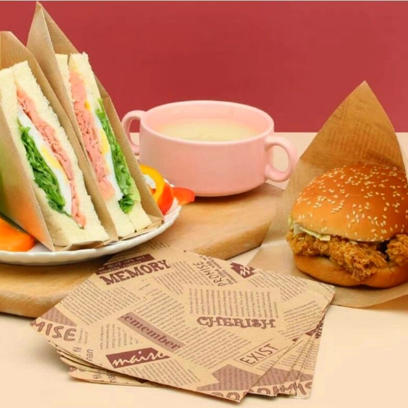 J.L🚛50pcs Triangle Food Wrap Sandwich Donut Bun Burger Greaseproof Food