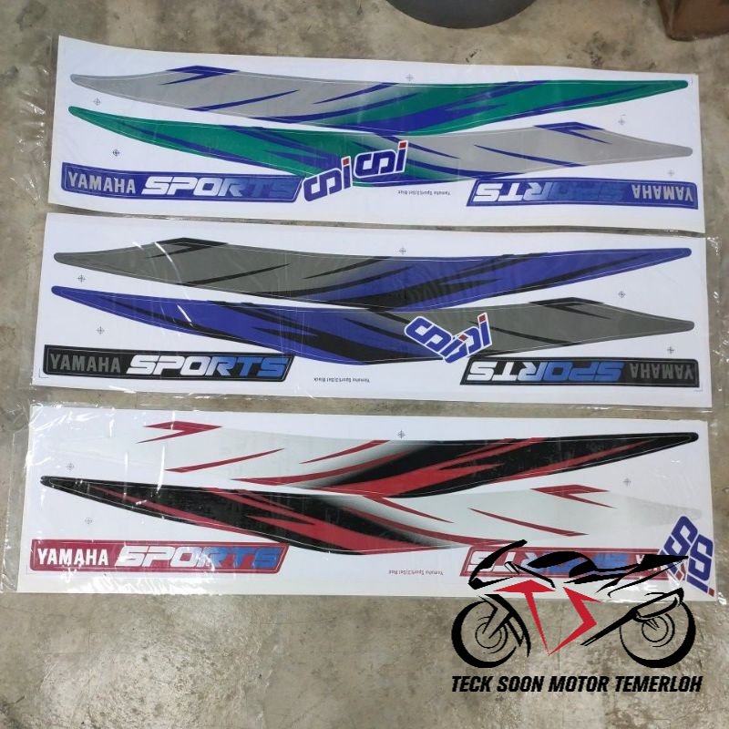 Stiker sticker body stripe cover set (3) yamaha sport y100 TBM | Shopee ...