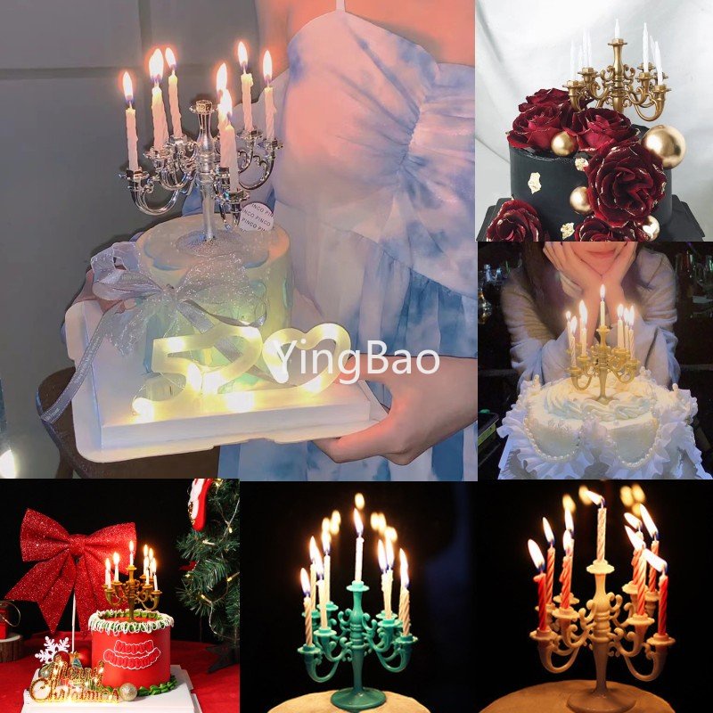 Luxury Romantic Candelabra Holder Birthday Cake Topper Valentine's Day