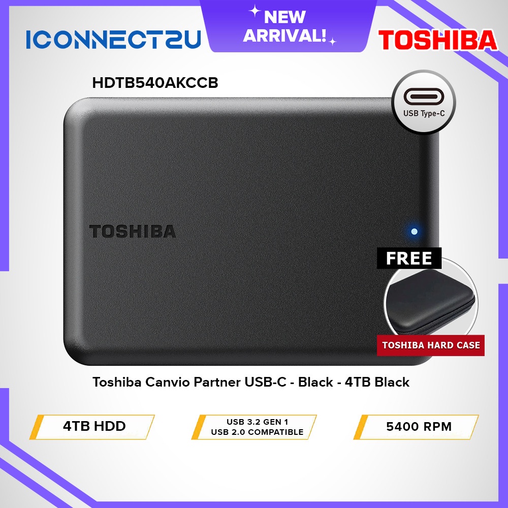 Toshiba 4TB HDTB540AKCCB Canvio Partner A5 TypeC Portable Hard Drive Black Shopee Malaysia