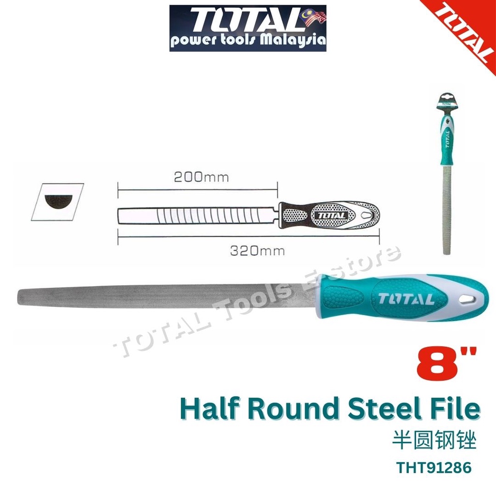 TOTAL 8'' Half Round Steel File 半圆钢锉 - THT91286 | Shopee Malaysia