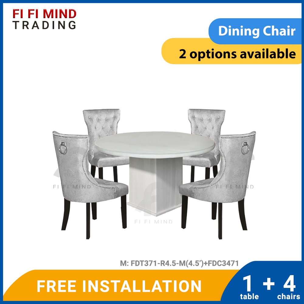 Carolina Round Marble Dining Set Marble Dining Table Set Meja Makan 6 Kerusi Set Meja Makan 