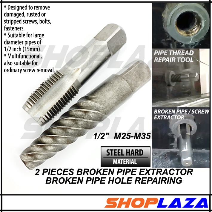 2pcs Broken Pipe Extractor Plumber Tool With Threading Repair Tool 1/2 ...