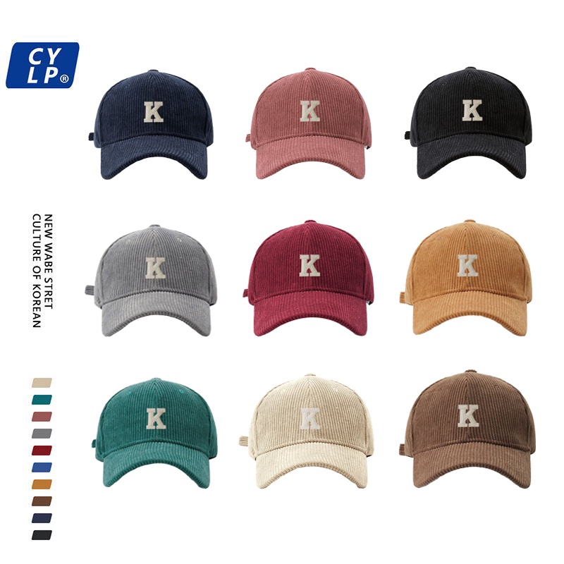 Corduroy Stylish Casual Letter K Baseball Cap Shopee Malaysia