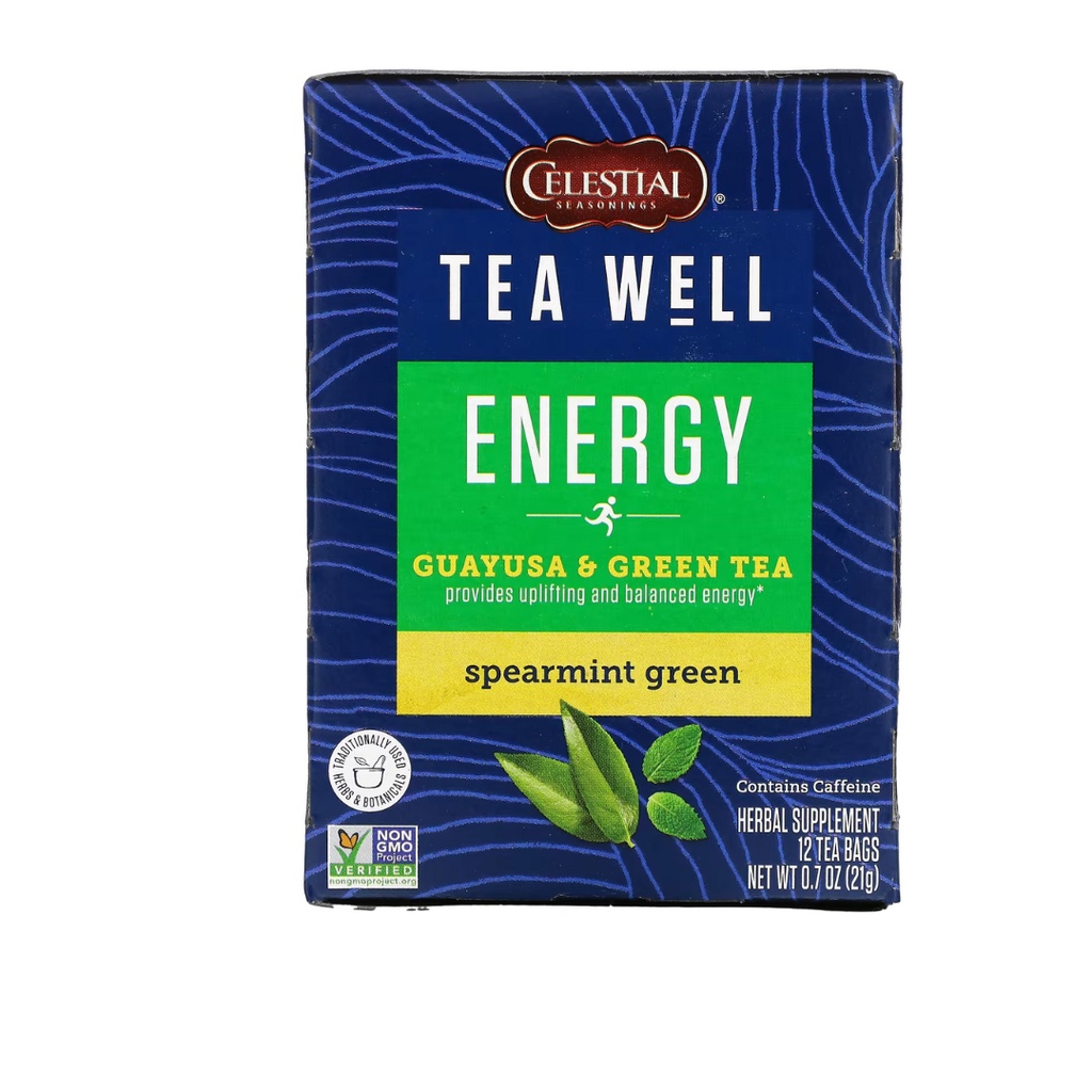 Celestial Seasonings Energy Guayusa & Green Tea Spearmint Green 12 Tea