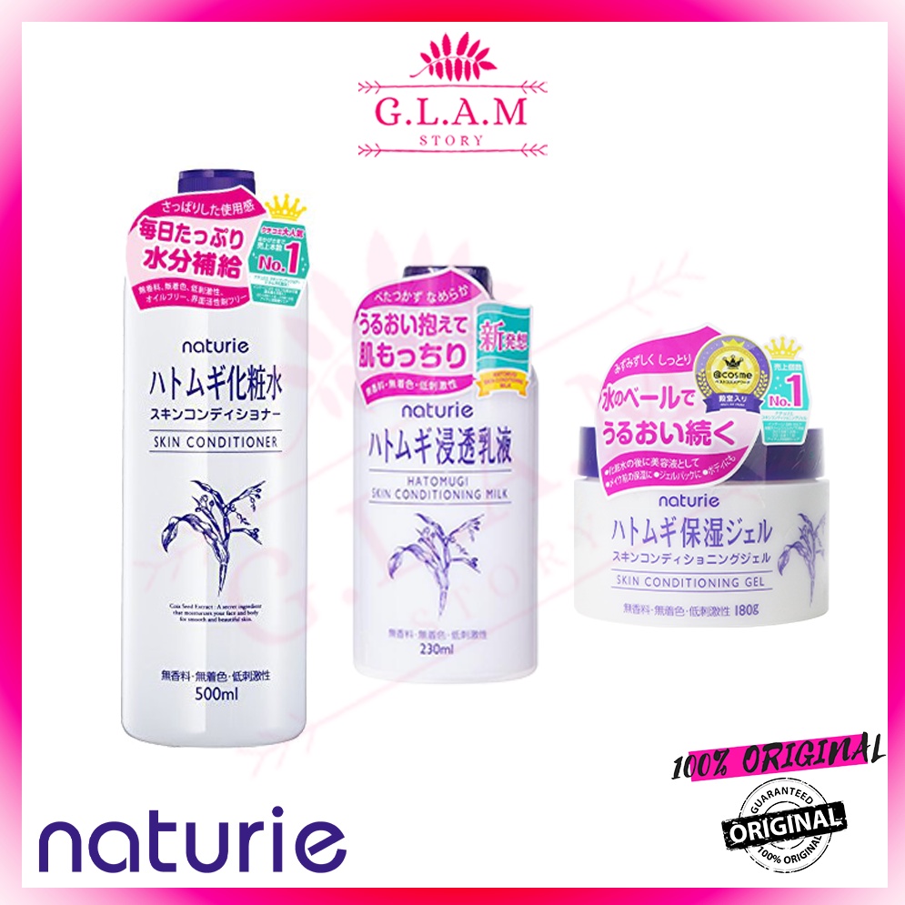 NATURIE Hatomugi Skin Conditioner Toner 500ml / Milk Lotion 230ml / Gel
