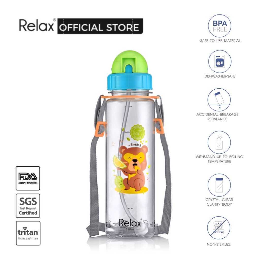 RELAX Tritan Botol Air Kanak-Kanak Kids Water Bottle - D7655 Sunbear ...