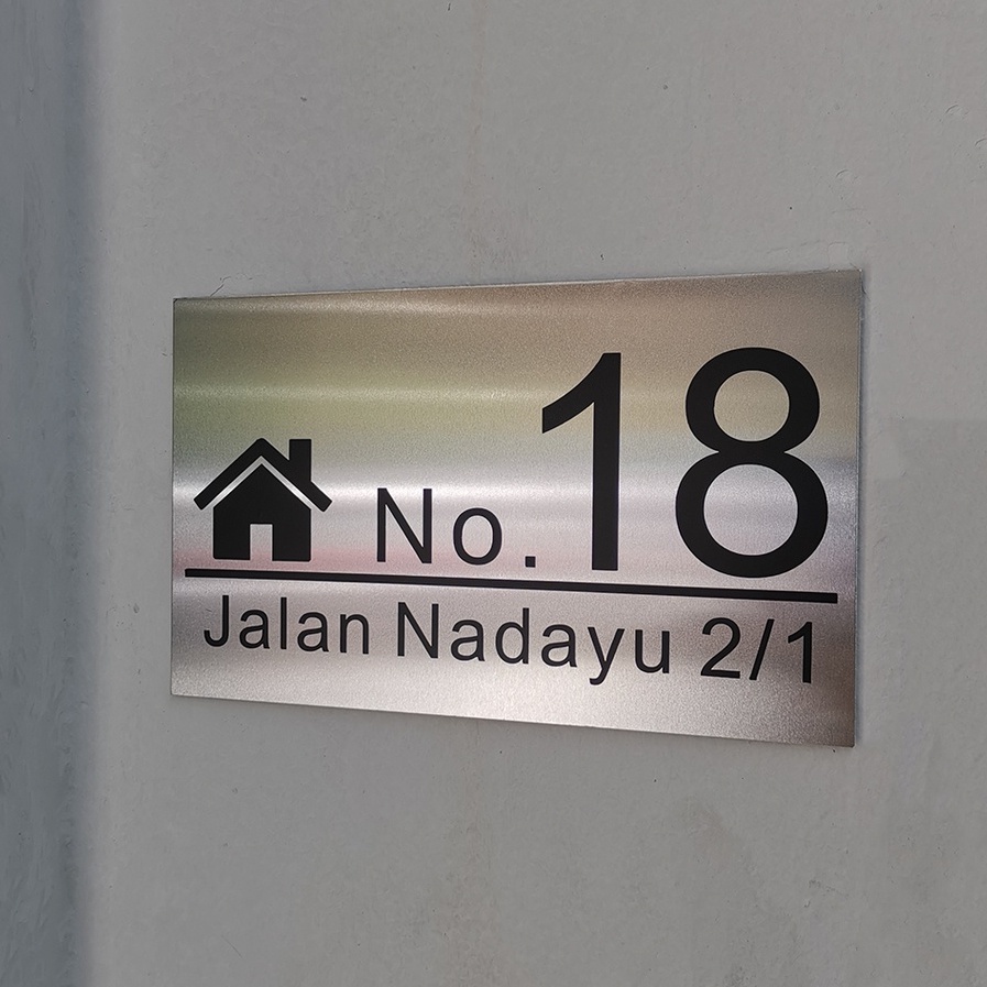 Aluminum House Number Plate New Design Black Font Sticker Rumah Papan ...