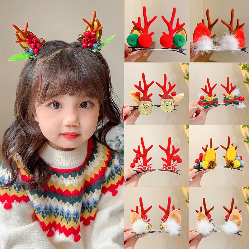 New Cute Girls Antlers Hair Clips /Christmas New Year Red Hairpin For
