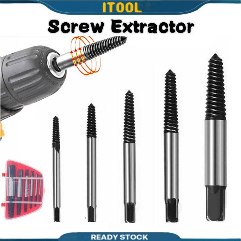 ITOOL 5pcs Damaged Screw Extractor Broken Bolt Screw Remover Drill Bits ...