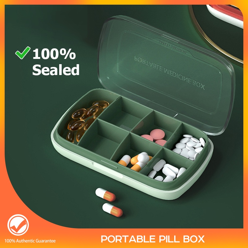 Portable Travel Sealed Pill Box Organizer Medicine Case Bekas Pill Ubat ...