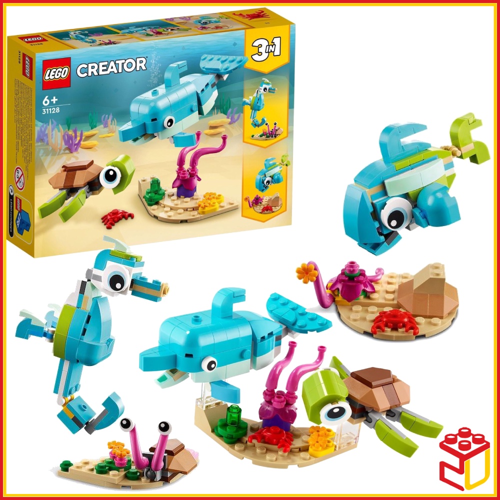 (ready Stock) 31128 Lego Creator 3-in-1 Dolphin And Turtle Building Toy 