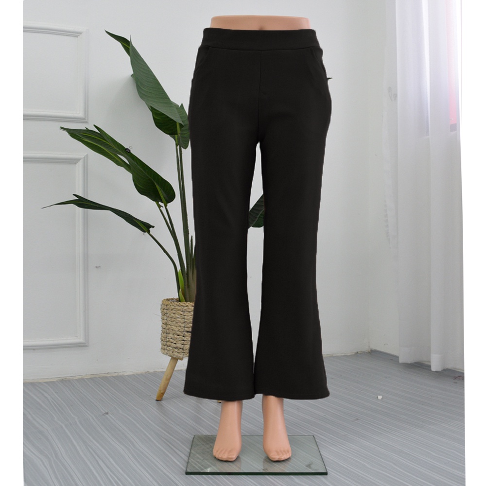 Ppf L Xl Palazzo Pant Seluar Bergetah Poket Seluar Palazzo Seluar Bootcut Cotton Spandex