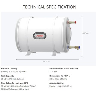 FREE SHIPPING】Joven JH-15 / JSH-25 / JSH-35 / JSH-50 / JSH-68 Horizontal  Storage Water Heater Tank (JSH25 JSH35 JSH50) | Shopee Malaysia