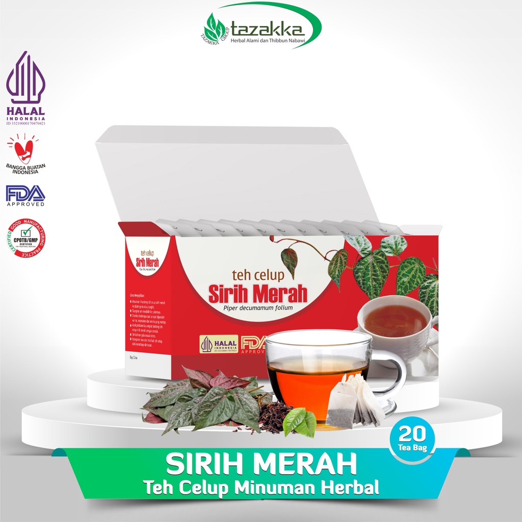 MERAH Tazakka Original Herbal Red Betel Leaf Tea Bag Contains 20 Bags