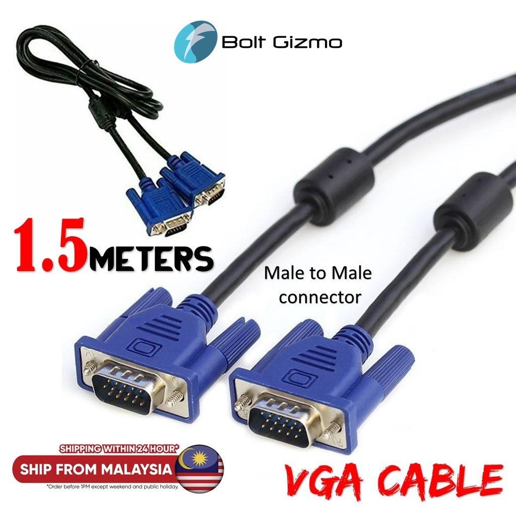 VGA Cable Male to Male 1.5 Meters 15M/15M Shopee Malaysia