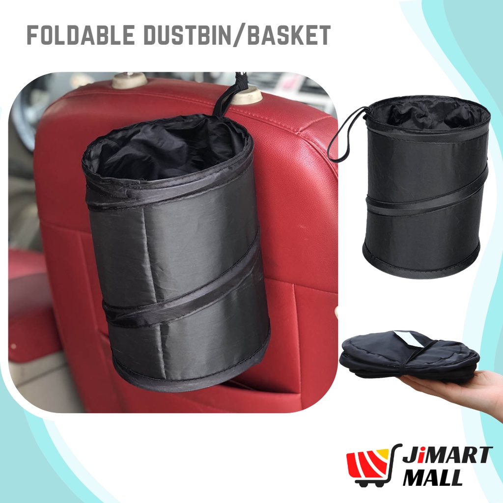 FOLDABLE DUSTBIN BASKET Mini Portable Car Rubbish Bin Trash Can Storage ...