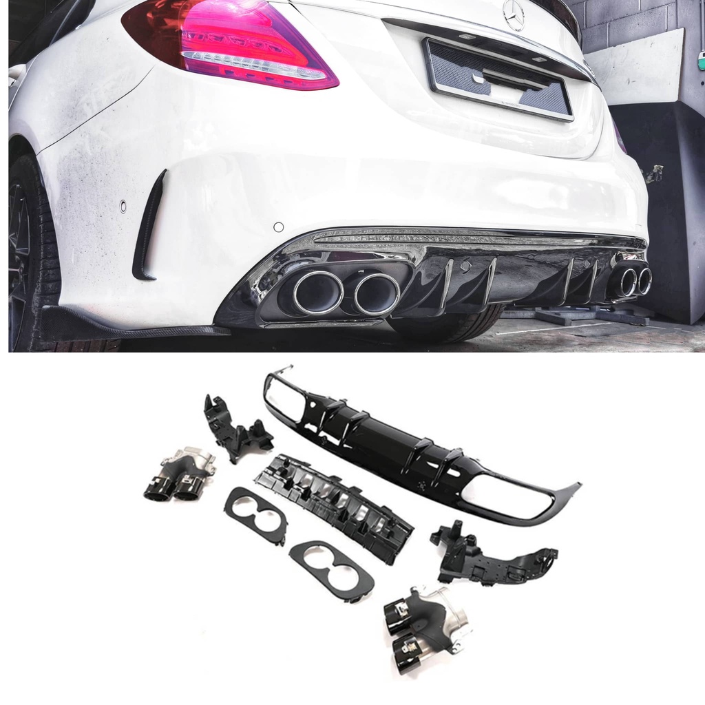 Mercedes C Class W205 AMG C43 FL Rear Diffuser n Exhaust Tips Set
