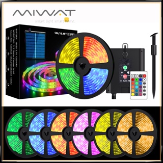 MIWAT Solar LED Strip Light 5M 10M RGB Fairy Light Powered Stairs