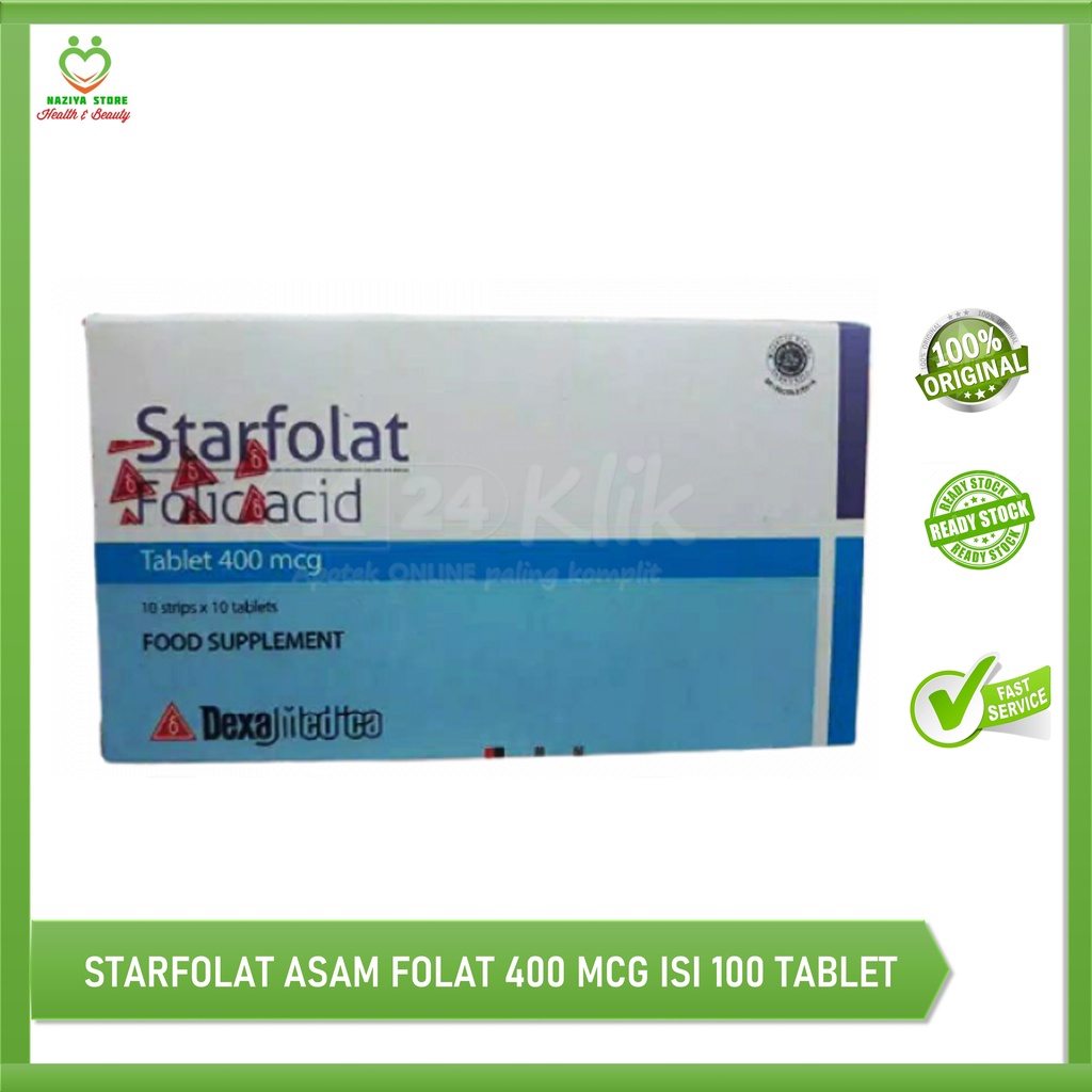 Starfolic Acid Folic Acid 400 MCG Contents 100 Tablets DEXA MEDICA