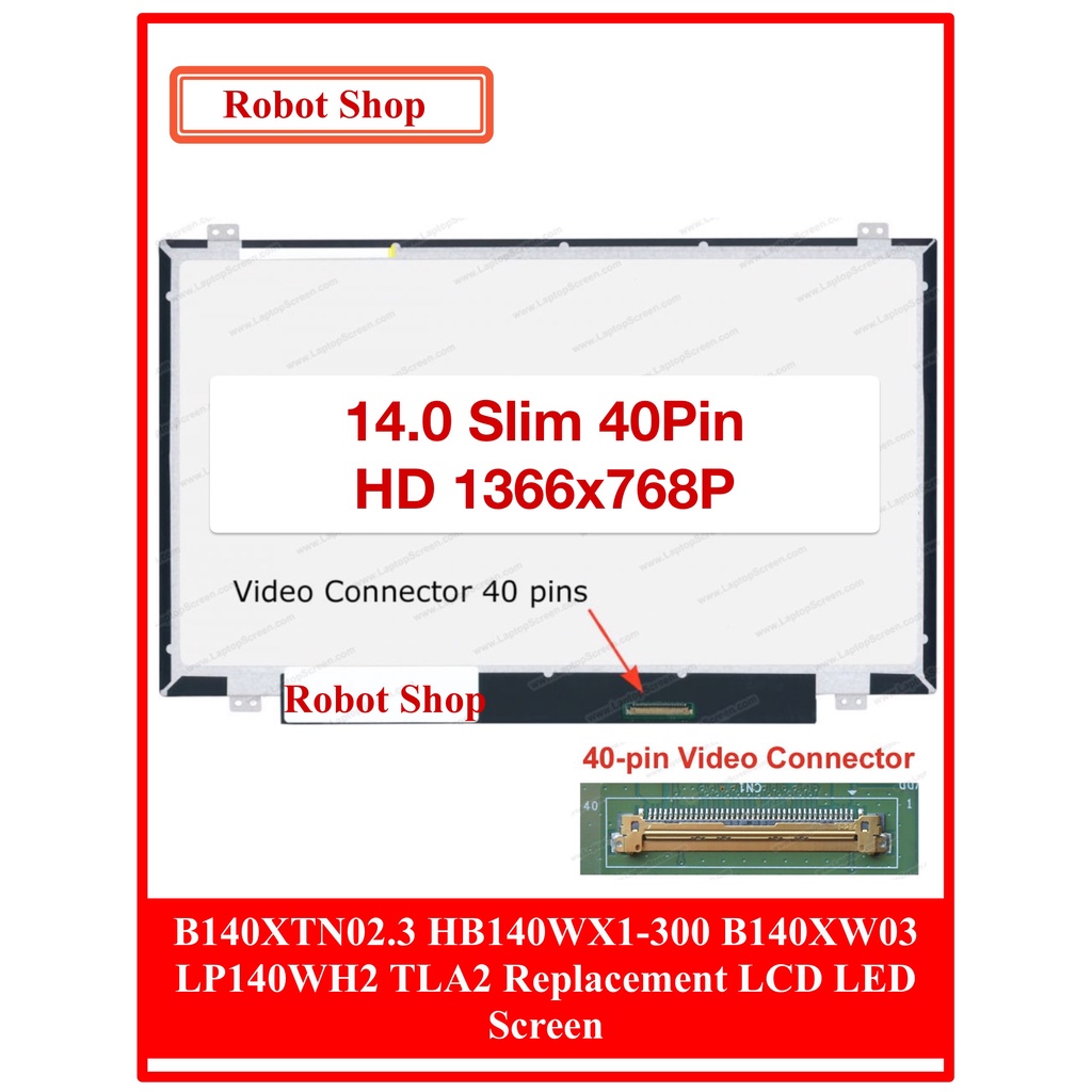 Dalle Écran 14" LED Compatible - Réf: B140XTN02.3, B140XW03 V.0, Etc. - Neuf Garantie 1 An