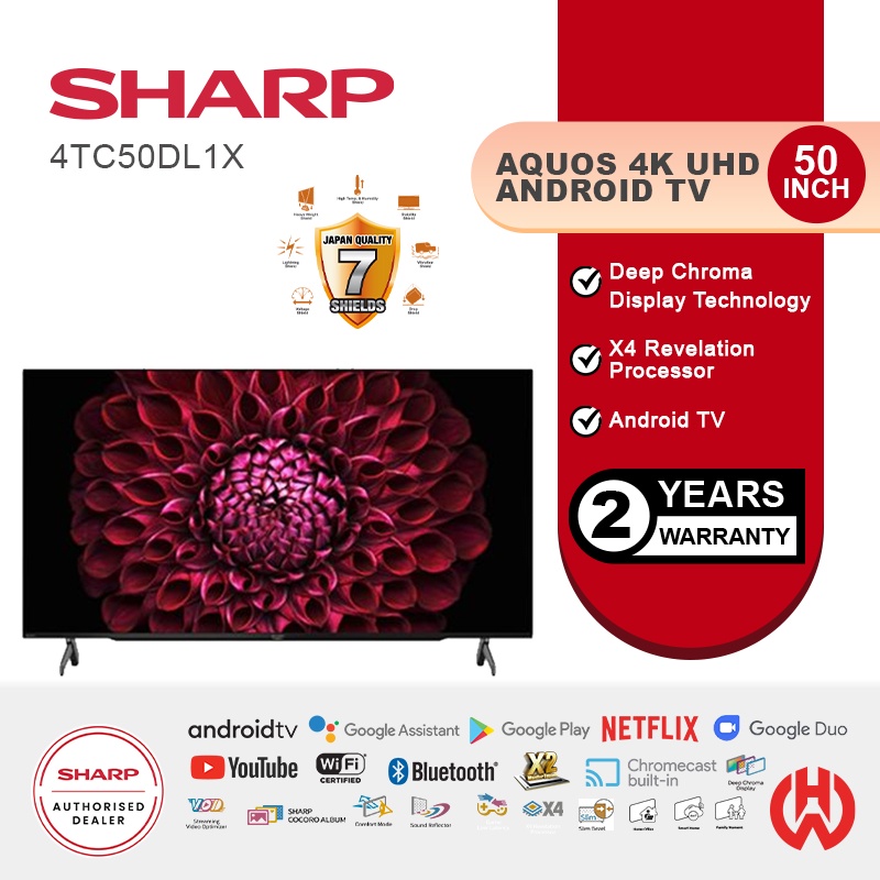 SHARP AQUOS 50 INCH 4K UHD ANDROID TV 4TC50DL1X Shopee Malaysia