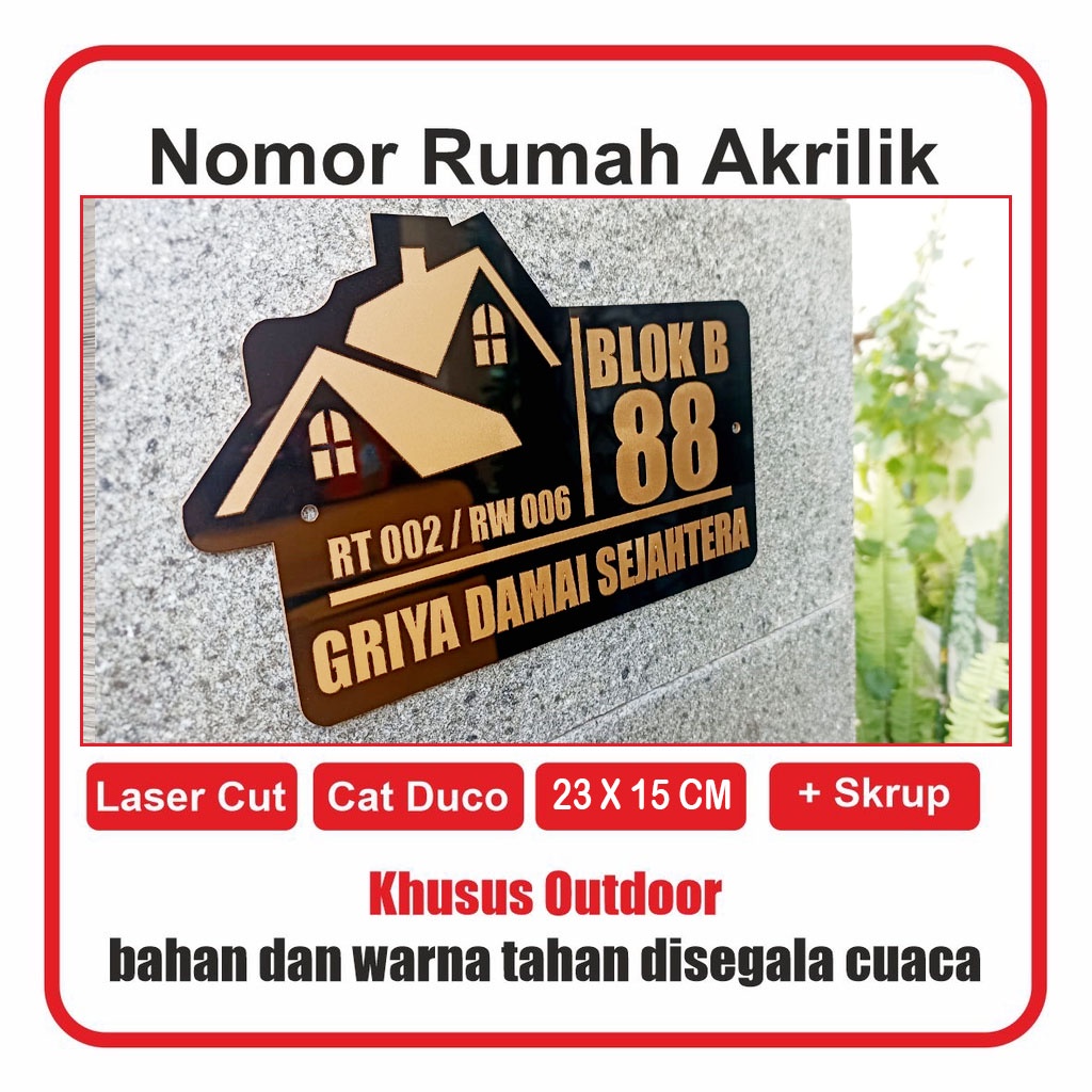 HOUSE NUMBER PLATE 23 x 15 cm ACRYLIC/ LASER CUTTING/ | Shopee Malaysia
