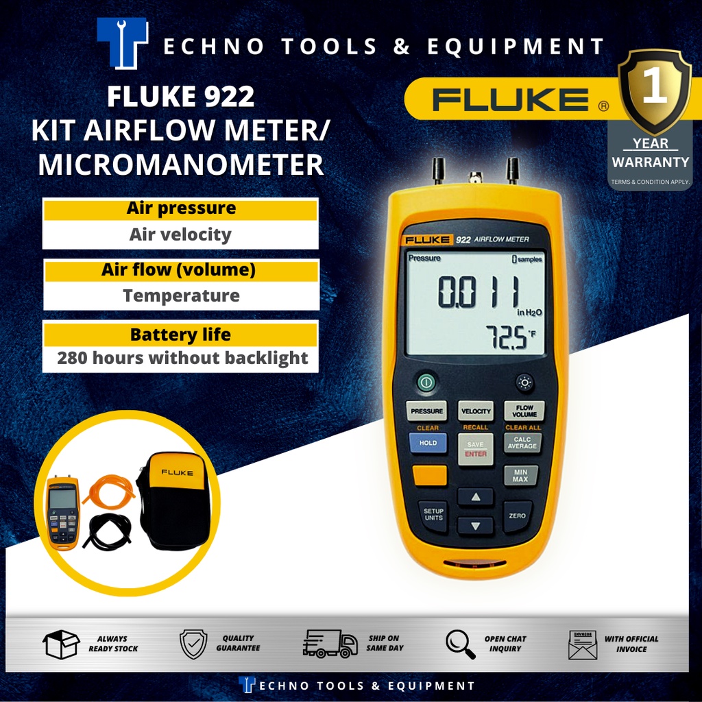 Fluke 922kit Airflow Meter Micromanometer Fk 922kit Shopee Malaysia