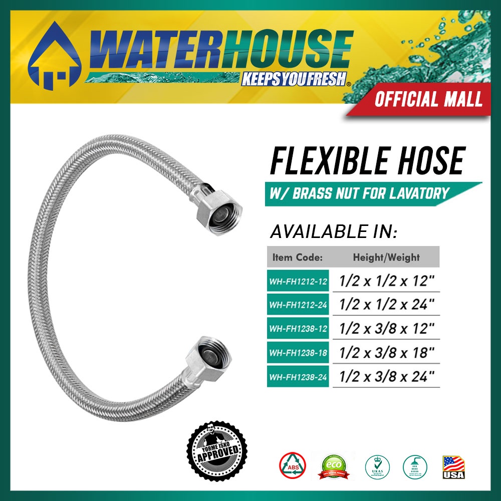 WATERHOUSE Flexible Hose with Brass Nut For Lavatory Stainless 304 SOLD