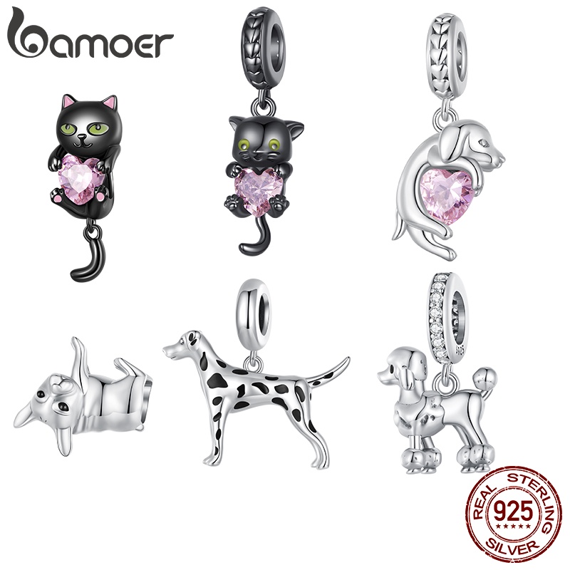 BAMOER 925 Sterling Silver Hollow Bead Charm With Blue CZ – For Women's Bracelet