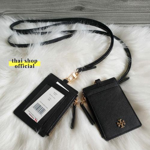 100 Original TORY BURCH Lanyard ID Card Holder TB Logo Black Shopee Malaysia