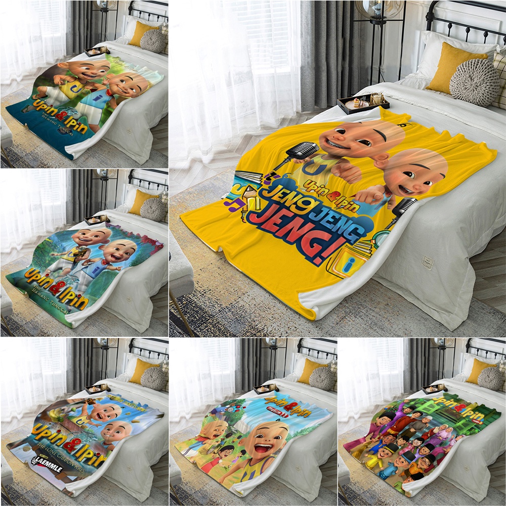 4 Size Flannel Blanket Malay Cartoon Upin & Ipin Single Single Side Flannel Blankets Air