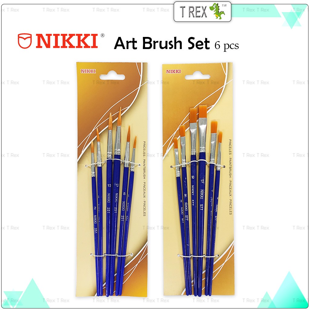 Nikki Art Brush Set / Nylon Flat Watercolour Brush / Painting Brush