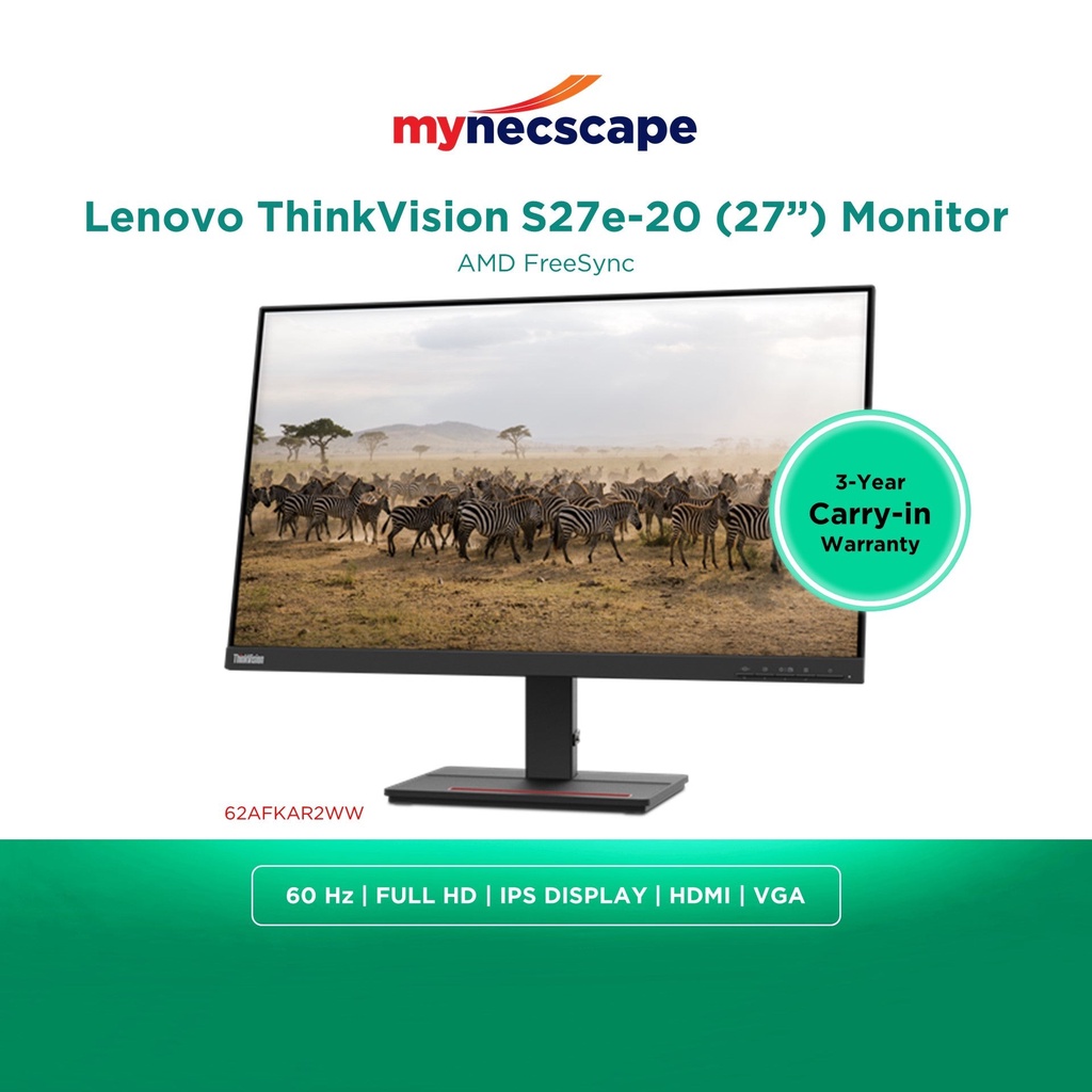 Lenovo ThinkVision S27e-20 27-inch FHD Monitor | Shopee Malaysia