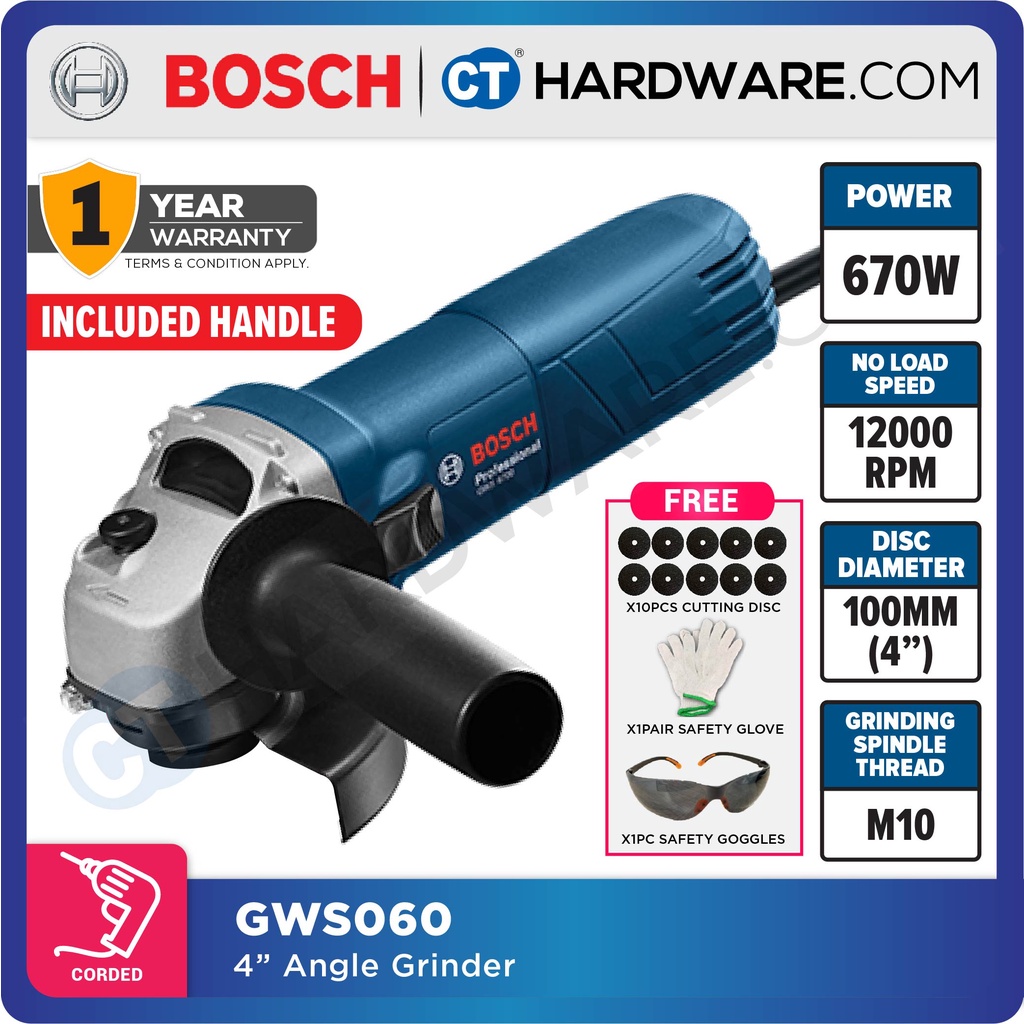 4 inch Bosch Electric Angle Grinder GWS600, 12000 Rpm, 660 W
