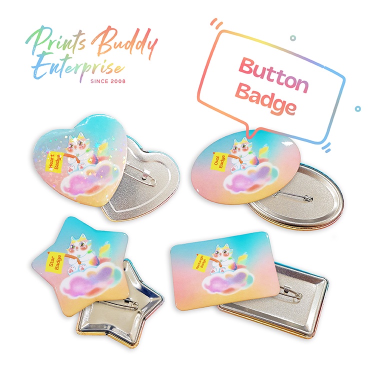  print own design button badge customize button badge star oval