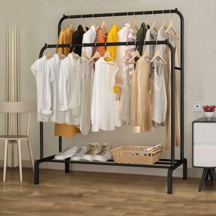 Ready Stock Single Double Pole Strong Steel Structure Laundry Rack Cloth Hanger Clothes Rack