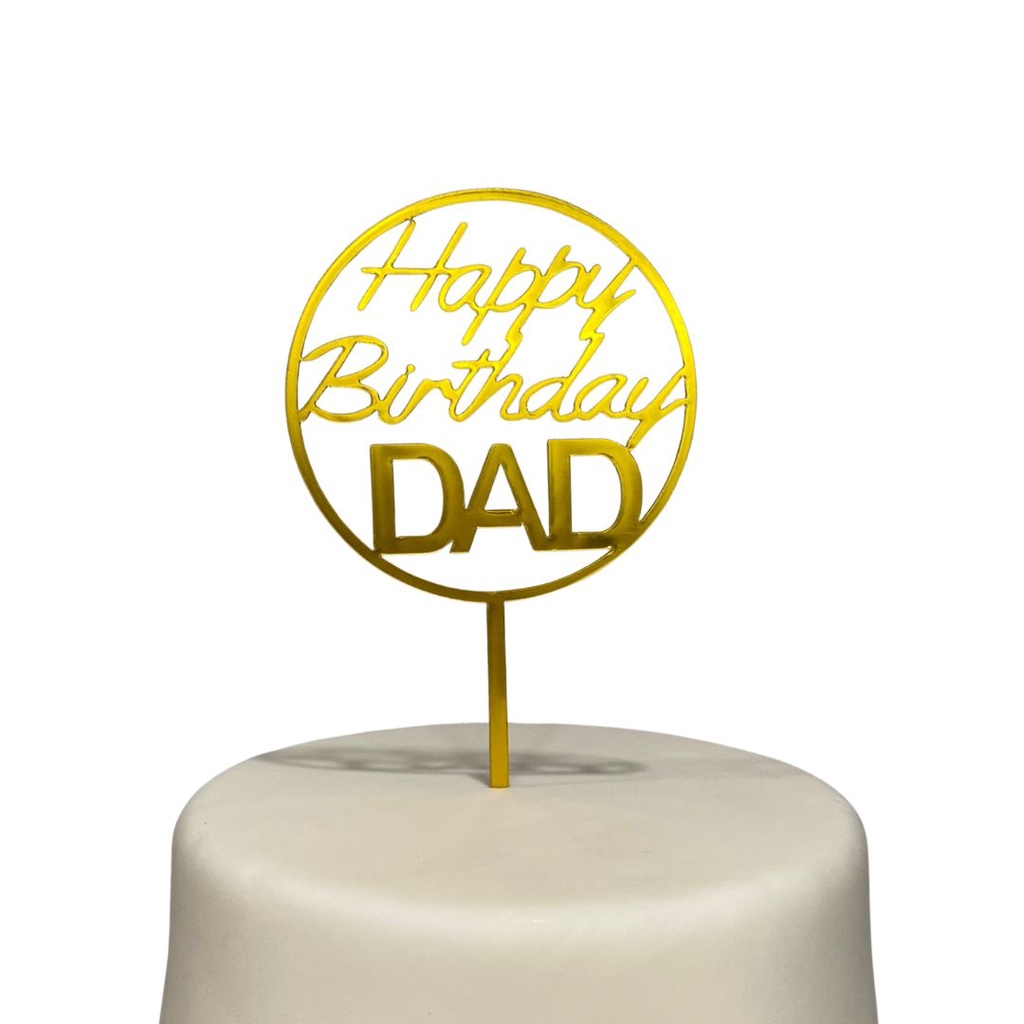 Hbd Dad Gold Cake Topper - Cake Topper | Shopee Malaysia