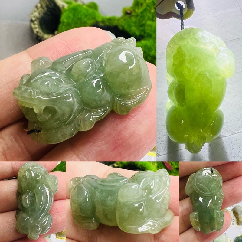 翡翠纯天然玉石貔貅Pixiu 招財翡翠貔貅三角金蟾貔貅招財貔貅守财