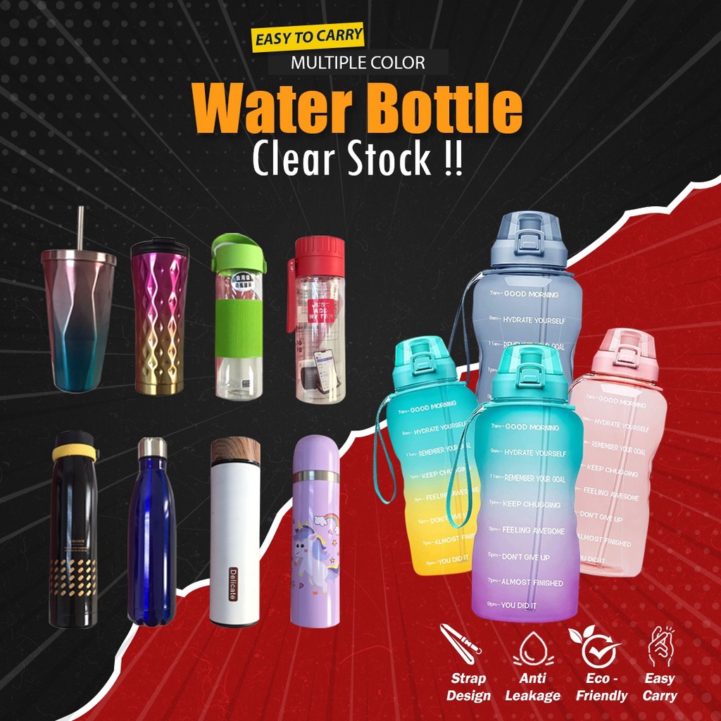 CLEAR STOCK PLASTIC BOTTLE WATER TRAVEL BOTTLE STUDENT BOTTLE BOTOL AIR ...