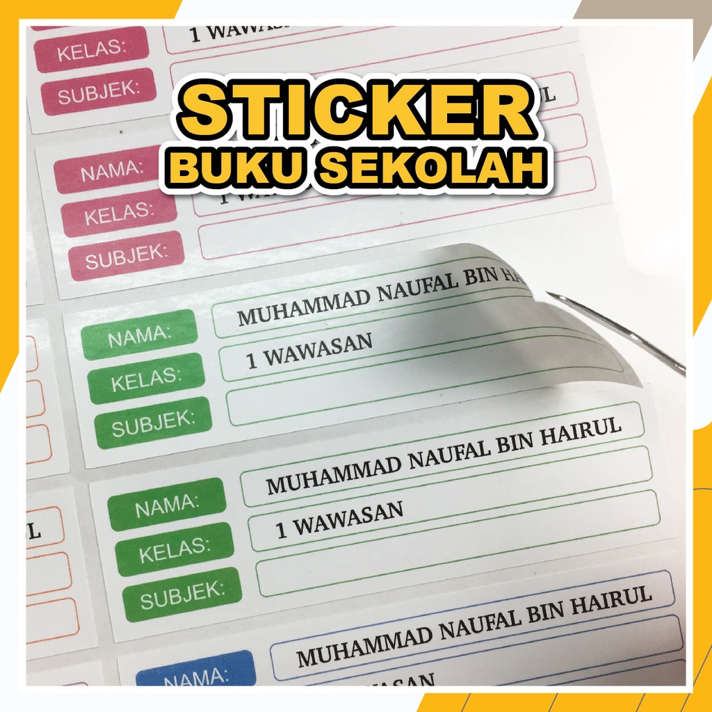 50pcs | STICKER NAMA BUKU SEKOLAH/STICKER BUKU/STICKER SEKOLAH | Shopee ...