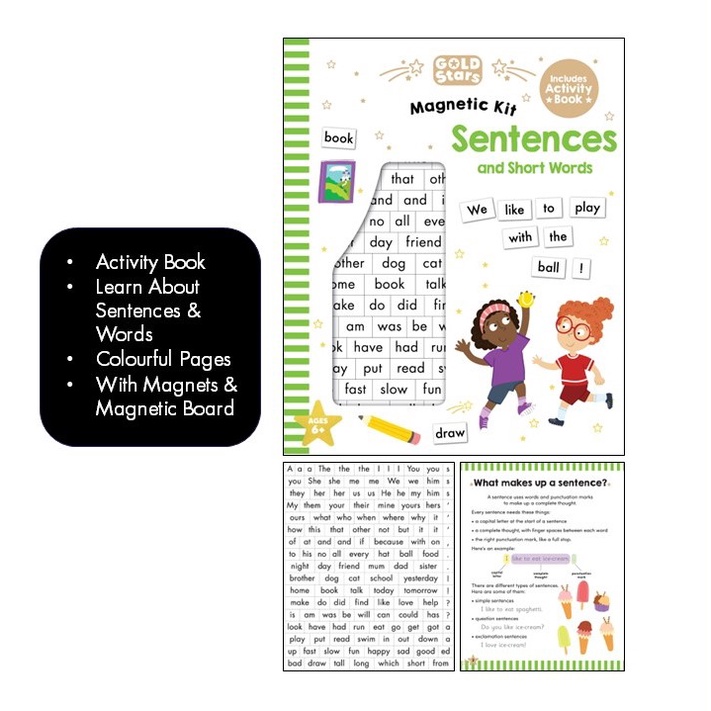 Learn Sentences & Words Educational Activity Book Kit for Kids (Age 6+) With